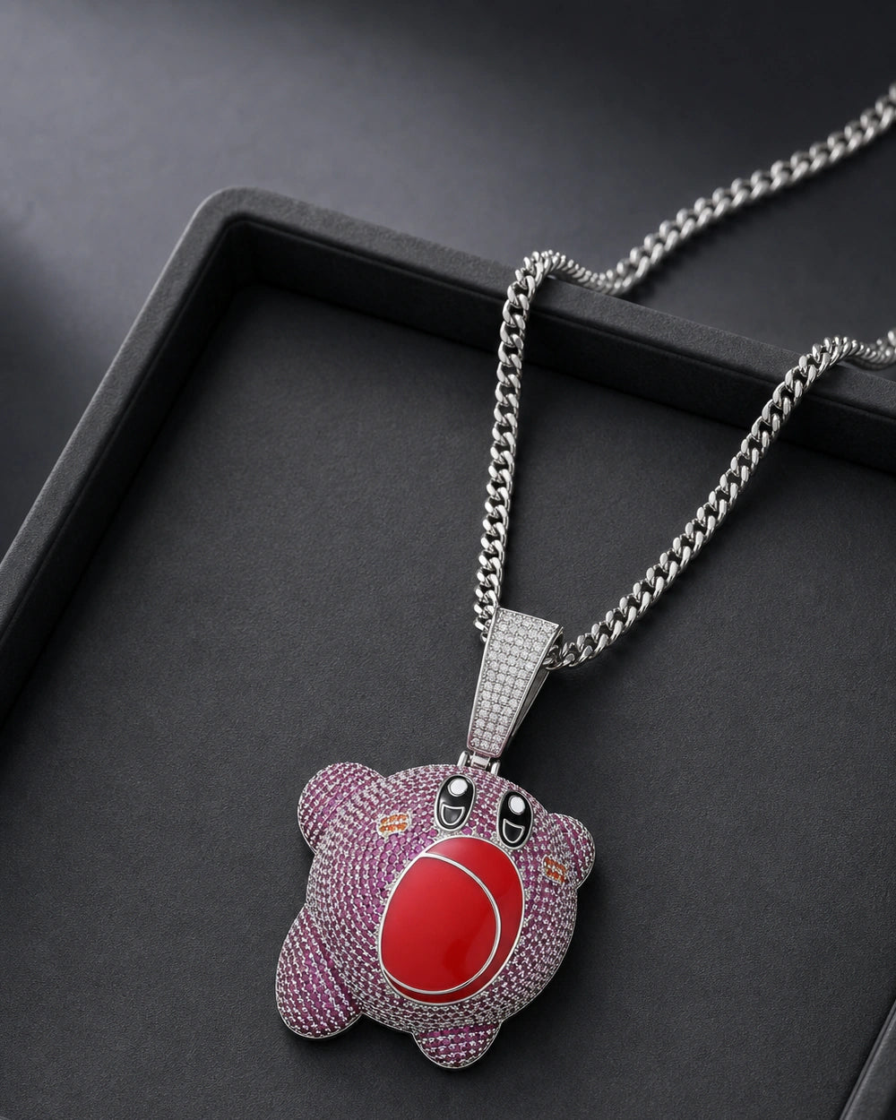 Iced CZ Cartoon Character Pendant Necklace