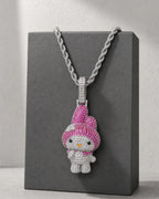 Iced CZ Cartoon Character Pendant Necklace