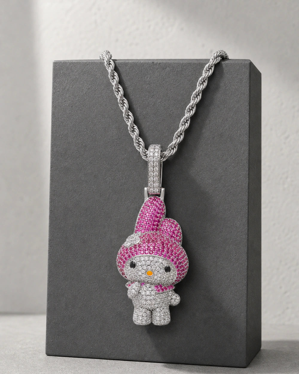 Iced CZ Cartoon Character Pendant Necklace