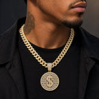 Iced Dollar Pendant Cuban Link Chain