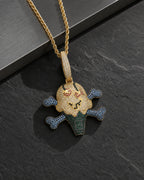 Iced CZ Skull Ice Cream Pendant Necklace