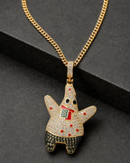 Iced CZ Starfish Character Pendant Necklace