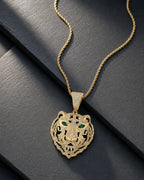 Iced CZ Tiger Head Pendant Necklace