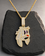 Iced CZ Cartoon Face Pendant Necklace