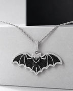 Iced CZ Bat Pendant Necklace