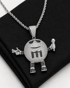 Iced CZ Mic Character Pendant Necklace