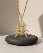 Iced CZ Poisonous Spider Pendant Necklace