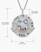 Multicolor Graffiti Face CZ Pendant Necklace