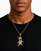 Gold-Tone Iced CZ Mouse Pendant Necklace