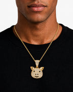 Iced CZ Pig Face Pendant Necklace