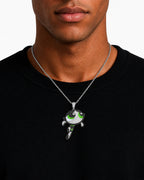 Iced CZ Cartoon Girl Pendant Necklace