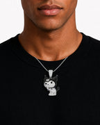 Iced CZ Jester Character Pendant Necklace