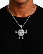 Iced CZ Mic Character Pendant Necklace