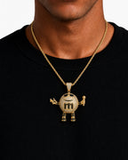 Iced CZ Mic Character Pendant Necklace
