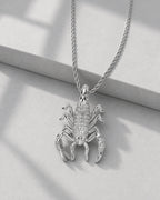 Iced CZ Pave Scorpion Pendant Necklace