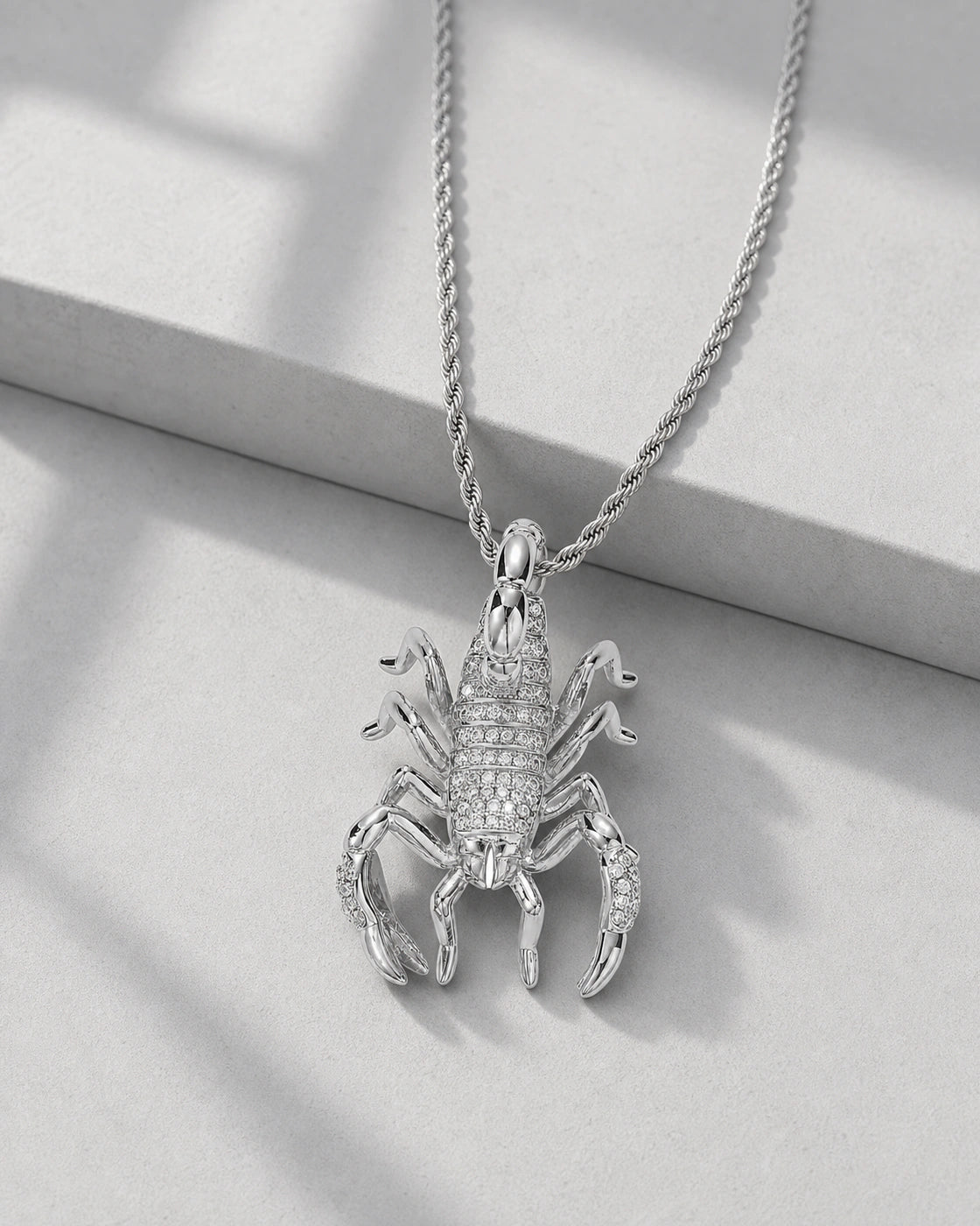 Iced CZ Pave Scorpion Pendant Necklace