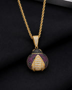 Iced CZ Ladybug Pendant Necklace
