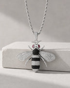 Iced CZ Bee Pendant Necklace