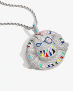 Multicolor Graffiti Face CZ Pendant Necklace