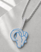 Iced CZ Ram Head Pendant Necklace