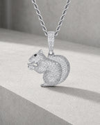 Iced CZ Squirrel Pendant Necklace