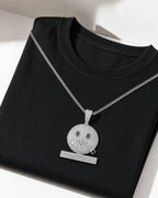 Iced CZ No Snitching Smiley Pendant Necklace