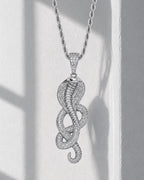 Iced CZ Cobra Spiral Pendant Necklace