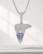 Iced CZ Polar Bear Melting Pendant Necklace