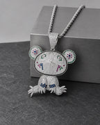 Iced CZ Grin Character Pendant Necklace