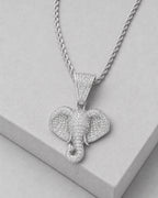 Iced CZ Stone-Set Elephant Pendant Necklace