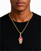 Iced CZ Cartoon Character Pendant Necklace