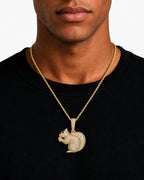 Iced CZ Squirrel Pendant Necklace