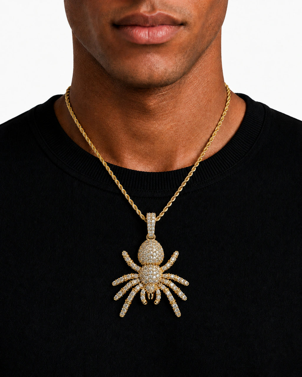 Iced CZ Poisonous Spider Pendant Necklace