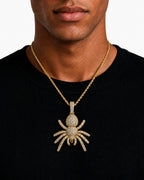 Iced CZ Poisonous Spider Pendant Necklace