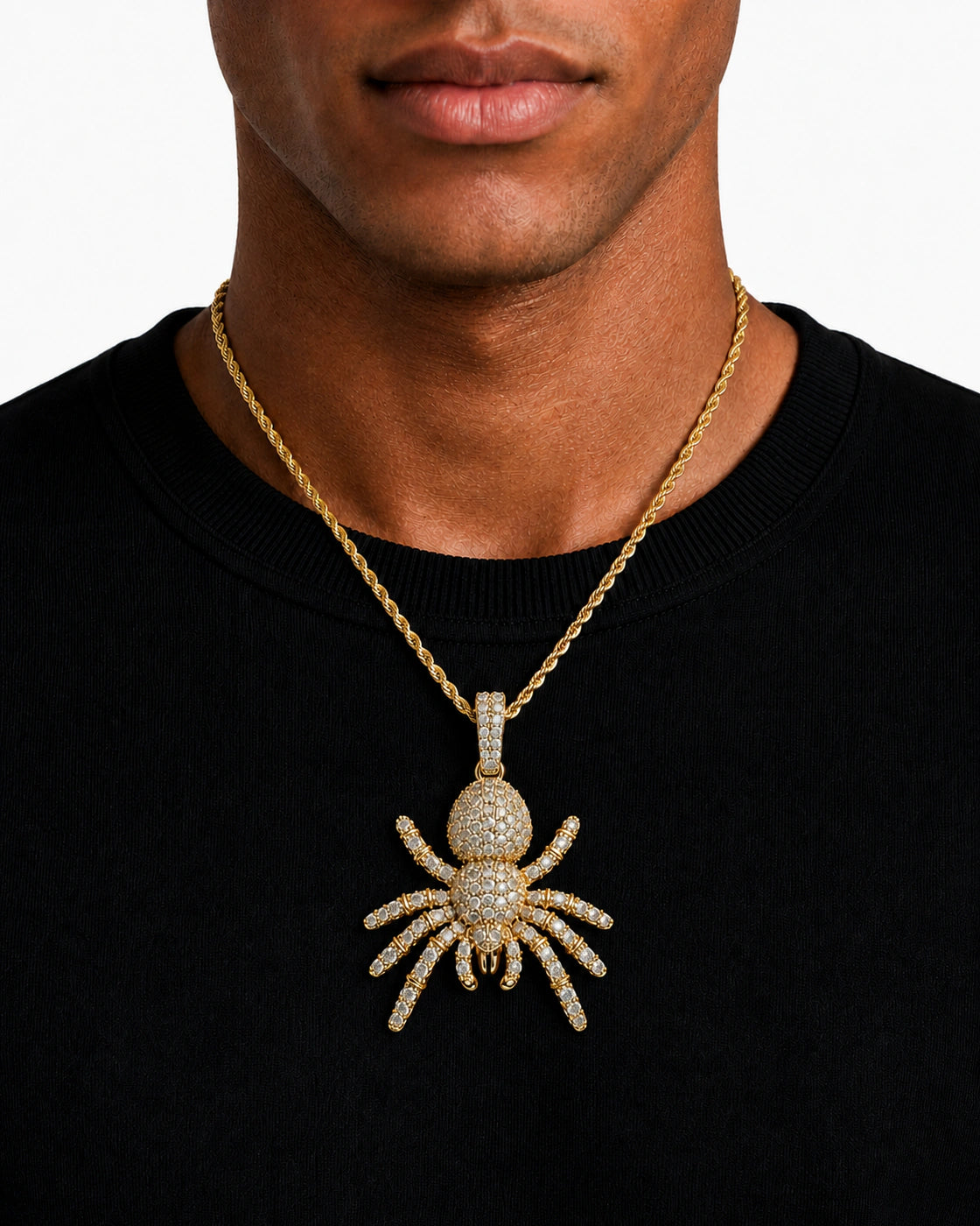 Iced CZ Poisonous Spider Pendant Necklace
