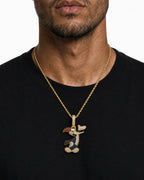 Iced CZ Cartoon Woodpecker Pendant Necklace