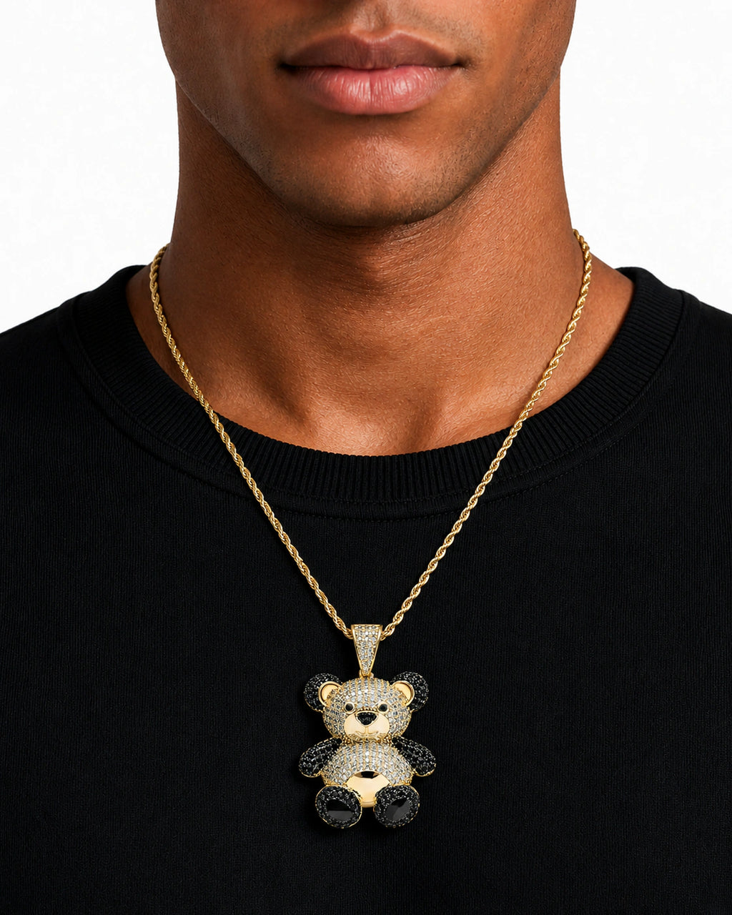 Iced CZ Little Bear Stone-Set Pendant Necklace