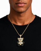Iced CZ Little Bear Stone-Set Pendant Necklace