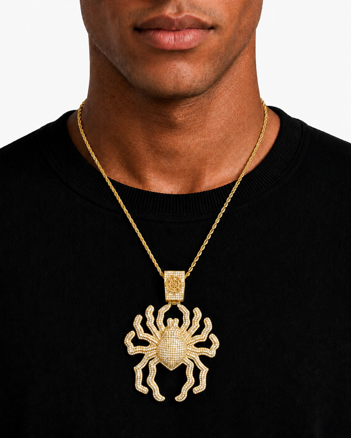 Iced CZ Spider Pendant Necklace