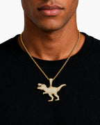 Iced CZ Dinosaur Pendant Necklace