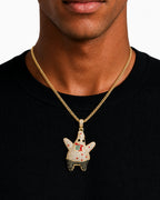 Iced CZ Starfish Character Pendant Necklace