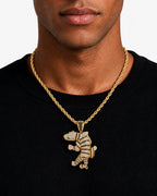 Iced CZ Wrapped Dinosaur Character Pendant Necklace