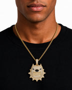 Iced CZ Spiked Bulldog Pendant Necklace