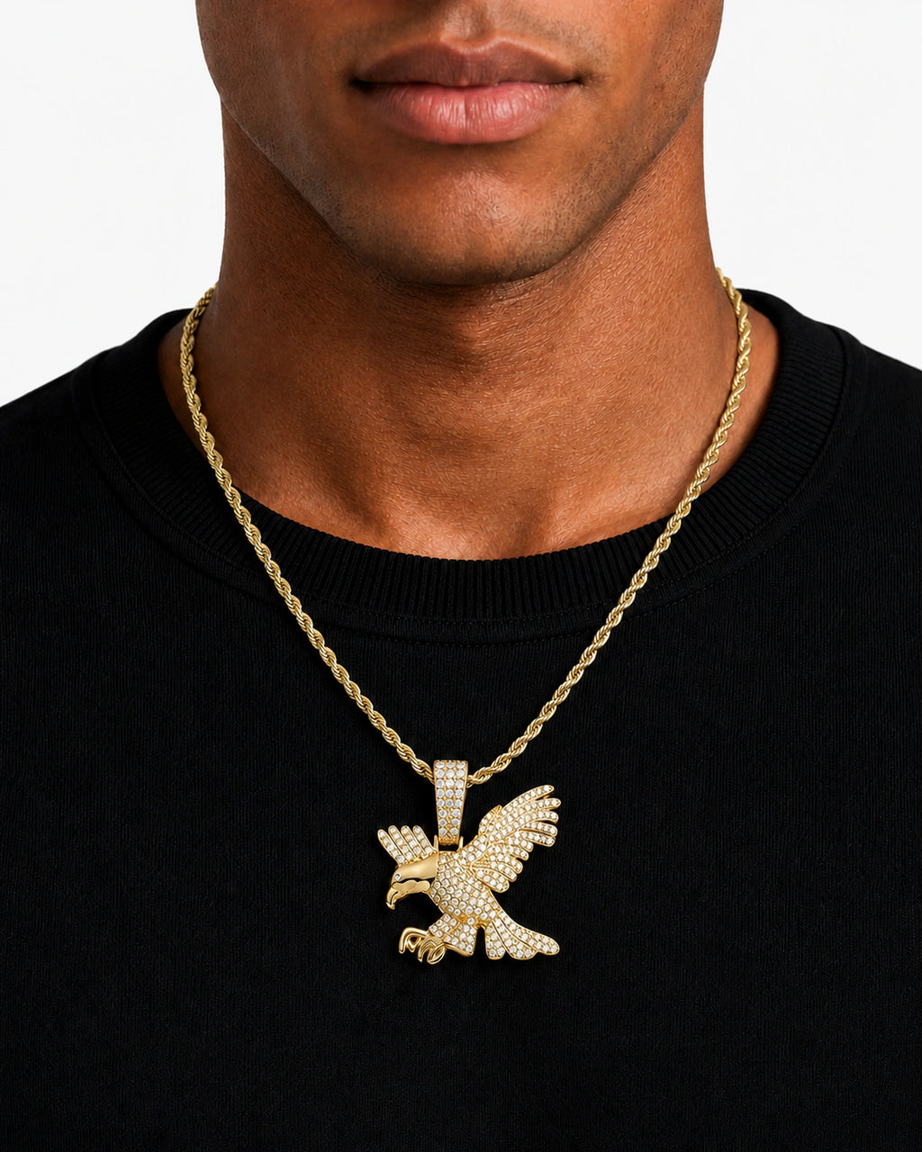 Iced CZ Eagle Pendant Necklace