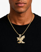 Iced CZ Eagle Pendant Necklace