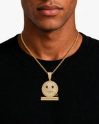 Iced CZ No Snitching Smiley Pendant Necklace