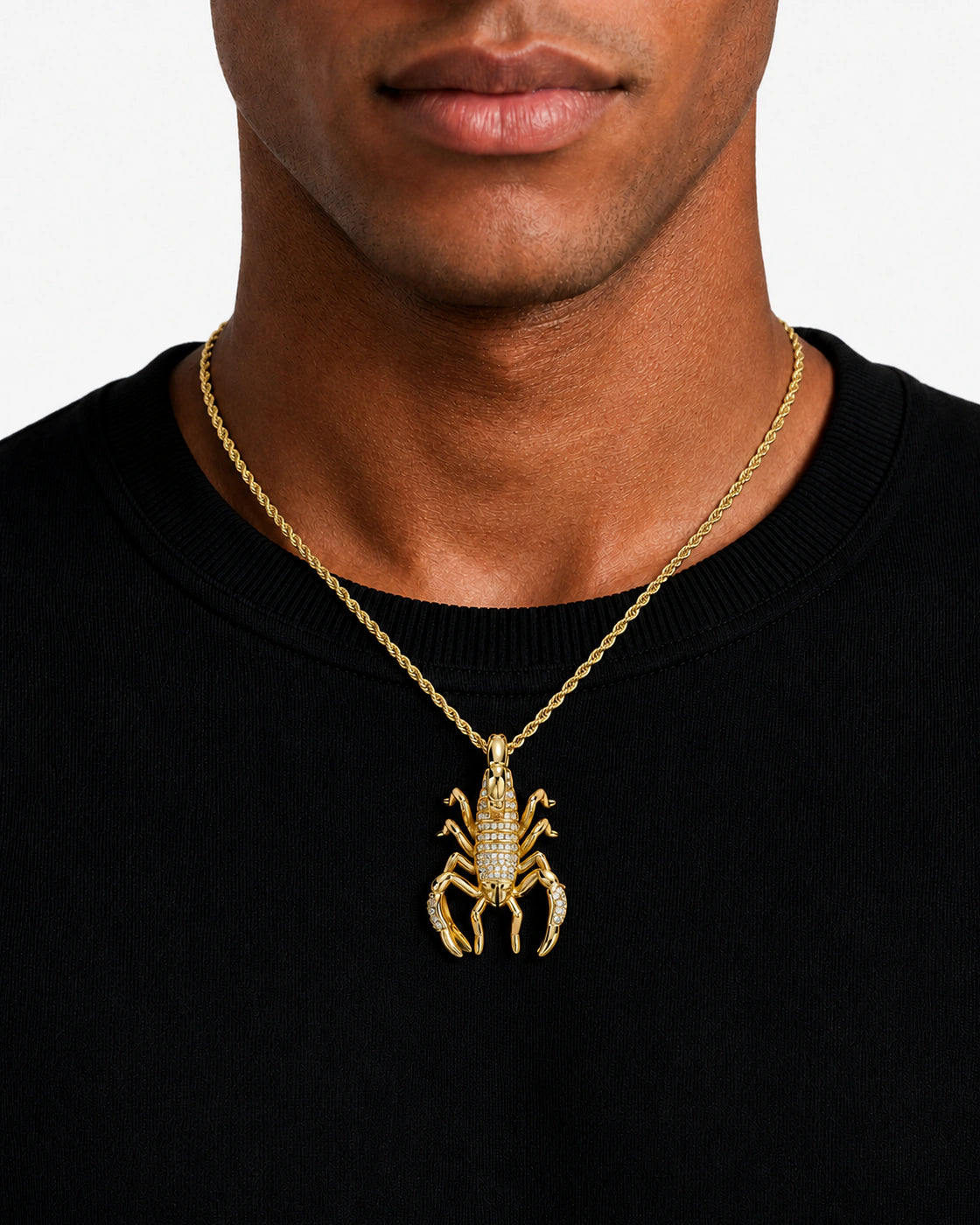 Iced CZ Pave Scorpion Pendant Necklace
