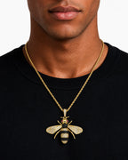 Iced CZ Bee Pendant Necklace