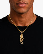 Iced CZ Cobra Spiral Pendant Necklace