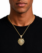 Iced CZ Tiger Head Pendant Necklace